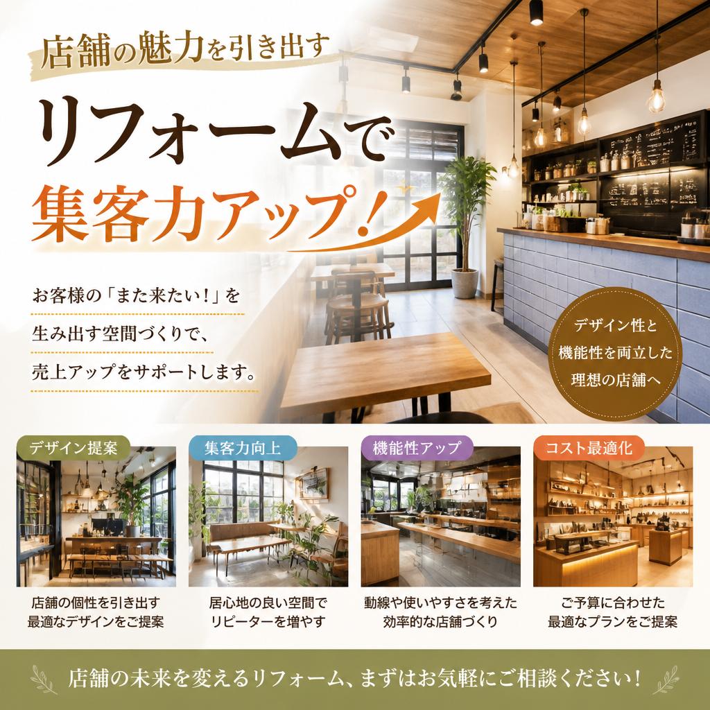 店舗の魅力を引き出すリフォームで集客力アップ！