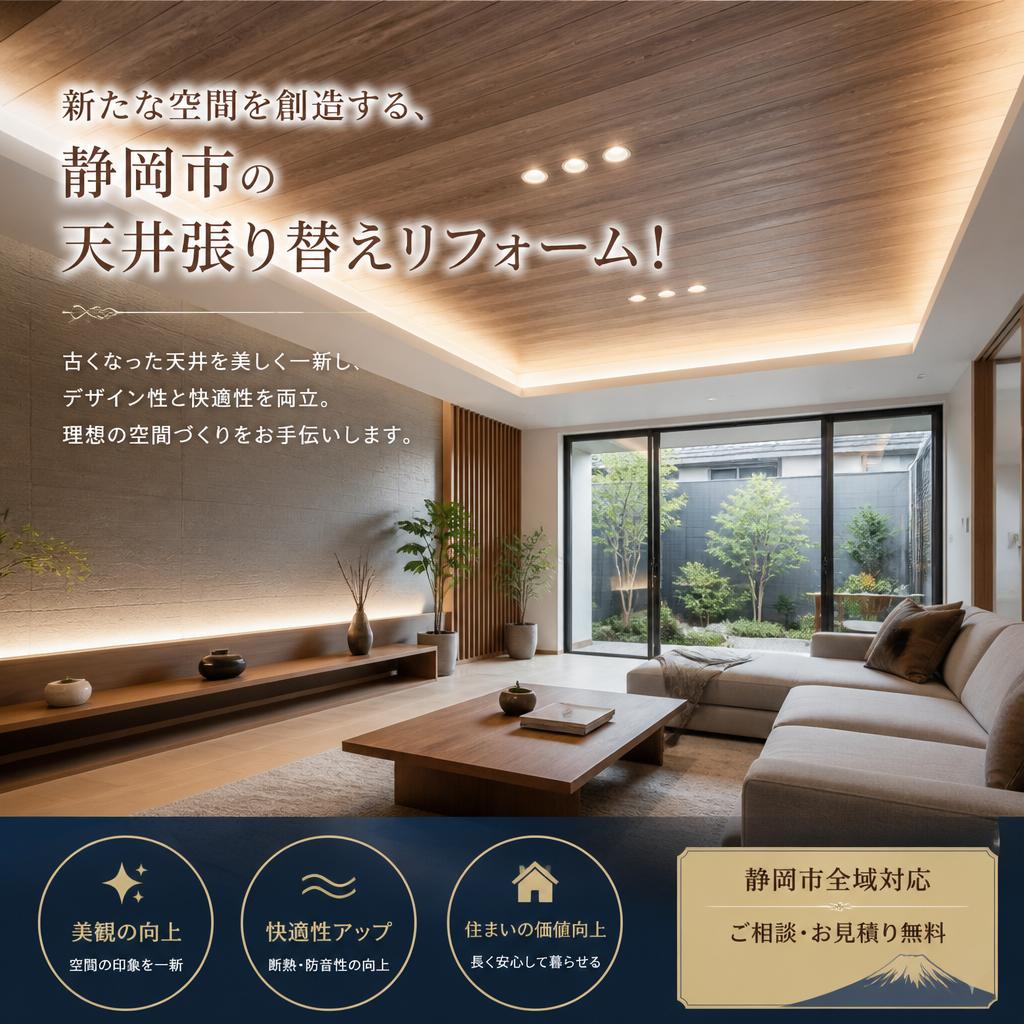 新たな空間を創造する、静岡市の天井張り替えリフォーム！
